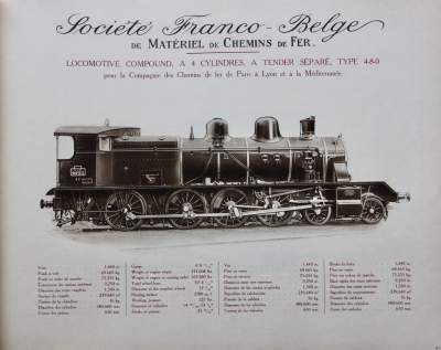 <b>Locomotive Compound, à 4 cylindres, à tender séparé, type 4-8-0</b><br>pour la Compagnie des Chemins de fer de Paris à Lyon et à la Méditerranée